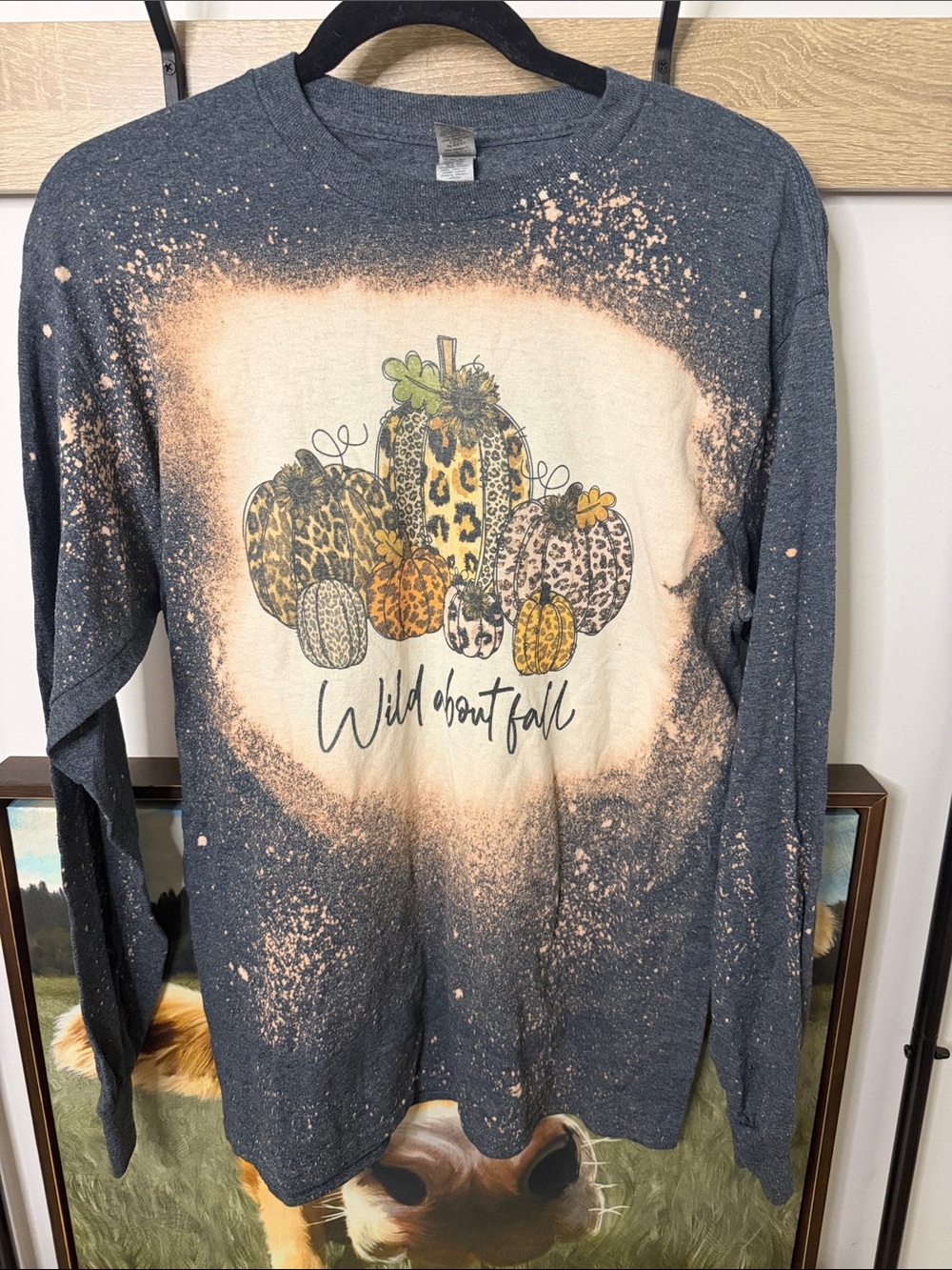 Wild About Fall Leopard Pumpkin Graphic Long-Sleeve Tee - Dark Gray